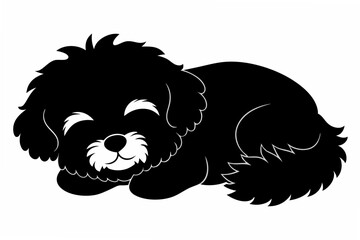  dog sleeping black silhouette vector