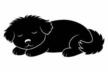  dog sleeping black silhouette vector