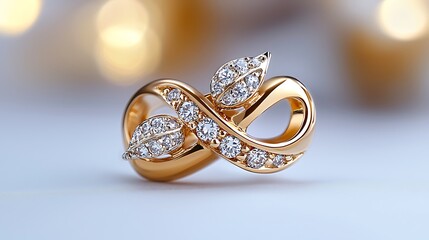 Elegant gold pendant with infinity design and diamonds.