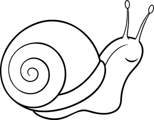 Black Line art of a Snail - Vector Illustration