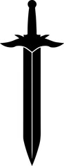 Black Silhouette of a Sword on a White Background - Vector Illustration