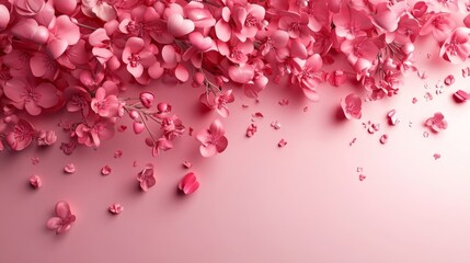 Fototapeta premium Soft Pink Floral Background with Delicate Blossoms and Petals