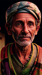 Village men in different situations at work, standing on the road, near the fire, illustrations of village life