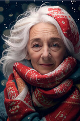 Elderly women on the street in winter on vacation