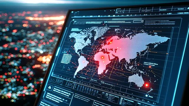 Global Map with Cyber Threat Intelligence and Command Hub