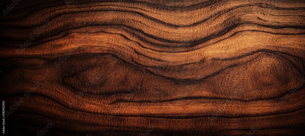 Poster rich dark walnut wood texture close up with intricate grain patterns and warm lighting