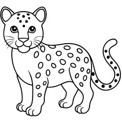 Obraz premium Leopard outline vector illustration, black and white art for coloring book.