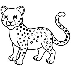 Fototapeta premium Leopard outline vector illustration, black and white art for coloring book.