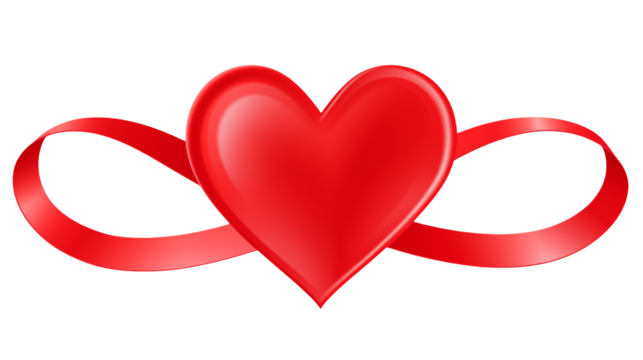 Endless Love: Red Heart with Infinity Ribbon - Perfect for Valentine's Day, Romantic Designs, and Love Concepts transparency background