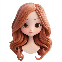 Obraz premium cute animated character with long, wavy, reddish brown hair and large expressive eyes, showcasing friendly and inviting expression