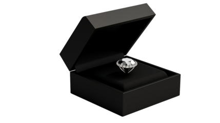 Luxury Diamond Ring in Elegant Black Box: Perfect for Engagement, Proposal, or Anniversary Marketing transparency background