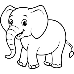 Naklejka premium Playful elephant line art vector illustration, black and white, coloring book.