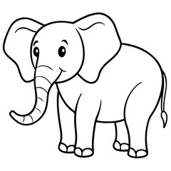 Naklejka premium Playful elephant line art vector illustration, black and white, coloring book.
