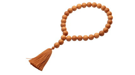 Wooden Prayer Beads with Tassel: Spiritual Accessory for Meditation and Mindfulness Practices transparency background