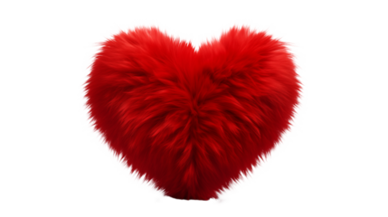 Red Fluffy Heart Shape Plush Toy for Valentine's Day and Romantic Occasions transparency background