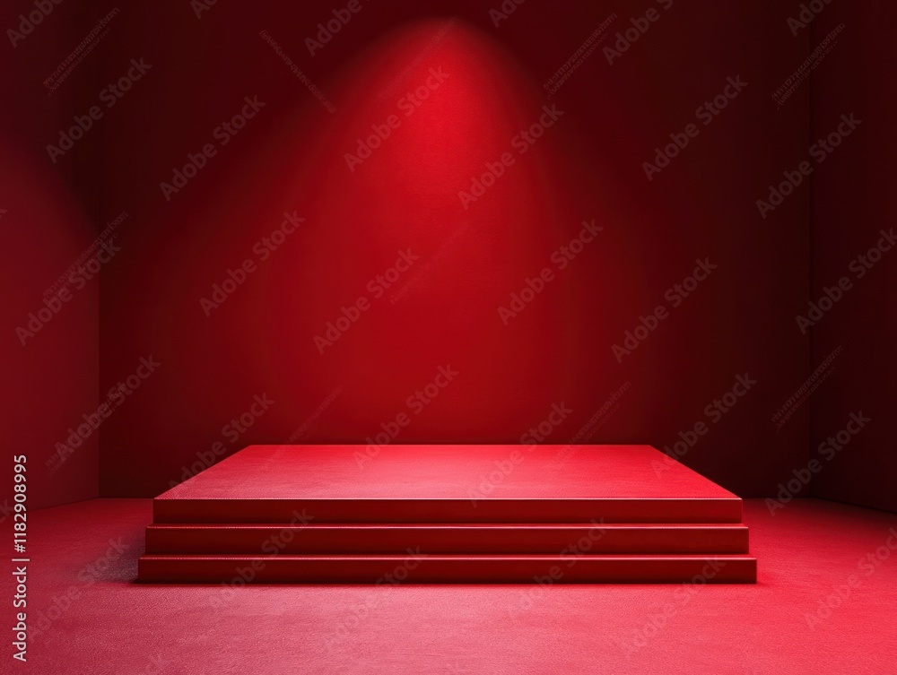 Poster red stage for product display modern abstract art