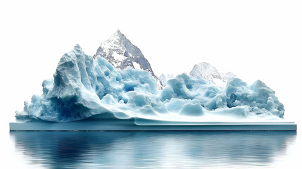 Iceberg Floats Serenely with Mountain Peaks Majestically Reflected in the Calm Water Below