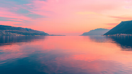 Fototapeta premium Golden Hour Serenity – A Peaceful Lake at Sunset