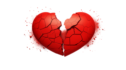 Broken Heart: Shattered Love and Heartbreak Concept Image for Design Projects transparency background