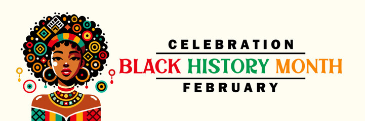 Black History Month banner. Black History Month celebration Banner Vector. Cartoon Vector Illustration for Poster, Banner