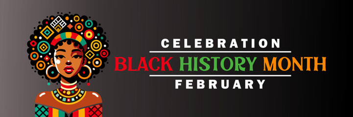 Black History Month banner. Black History Month celebration Banner Vector. Cartoon Vector Illustration for Poster, Banner