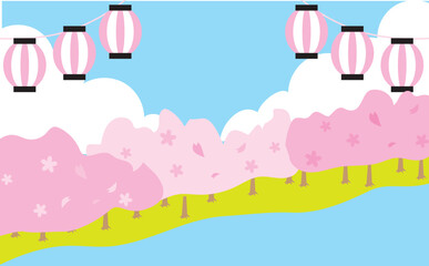 春のかわいい桜イラスト背景素材