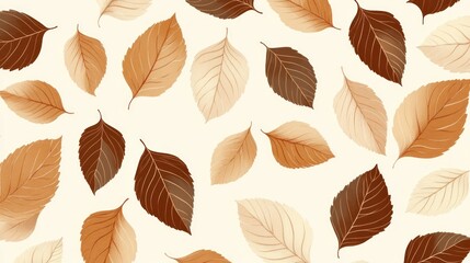 Falling autumn leaves pattern on white background