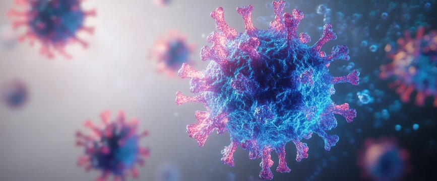 3D Rendering of Coronavirus SARS-CoV-2 Delta Plus Variant Omicron BA.5 BA.2.75 Pandemic Disease Microbiology Illustration