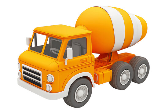 recommend clip art: Orange Toy Cement Mixer Truck on a Plain Transparent Background