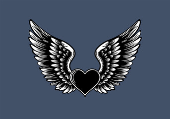 Elegant heart with wings in a creative design that celebrates love and freedom