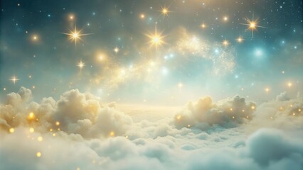 Celestial Dreamscape A Serene Vision of Luminous Clouds and Sparkling Stars Above
