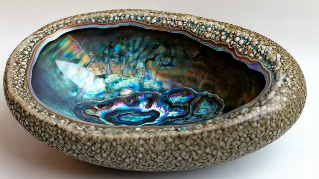 Beautiful handcrafted bowl made from abalone shell with intricate details and smooth surface
