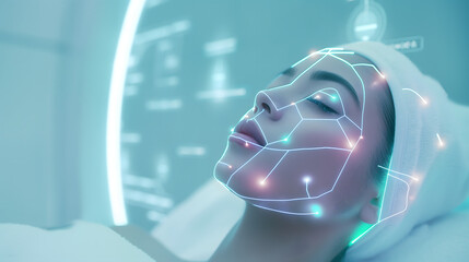 Futuristic Facial Skincare Treatment with Digital Mapping