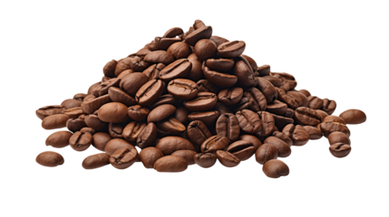 High-quality image of roasted coffee beans perfect for coffee packaging, websites, or any project related to coffee and beverages .transparency background