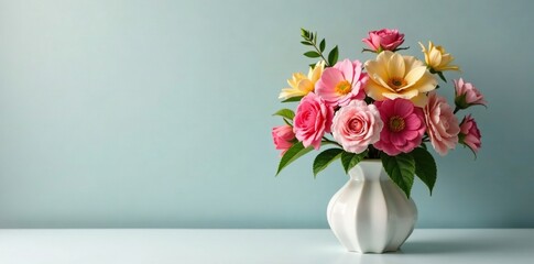 Simple pedestal rises from a blooming flower arrangement, flowers, decorative centerpiece, flowers arrangement