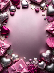 pink and purple frame with hearts