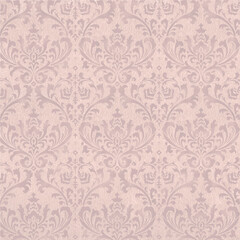 Taupe damask seamless pattern with ornate baroque flourishes. Ideal for elegant wallpaper, textiles, interior décor, and classic background themes.