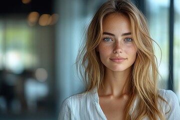 Confident Middle-Aged Latin Businesswoman in Modern Office Portrait with Arms Crossed