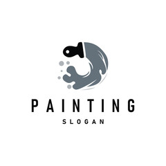 illustration design logo paint brush liquid paint colorful and unique premium symbol icon
