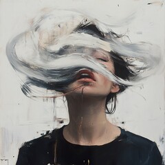 Abstract Whirlwind: A Woman's Intense Emotion