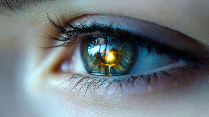 Naklejka premium A Captivating Close-up of a Human Eye, Full of Light and Mystery