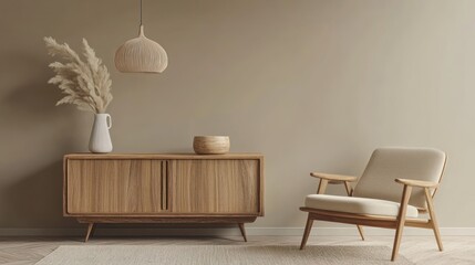 Obraz premium Serene Minimalist Living Room Interior Design