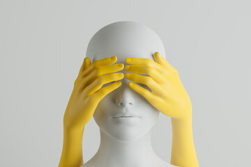 Hands covering eyes to symbolize the concept of not seeing