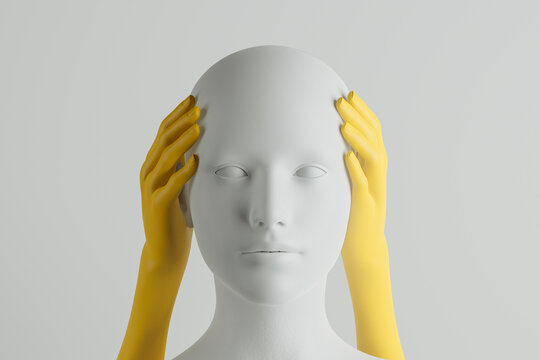 Hands cover ears, representing silence to the world.