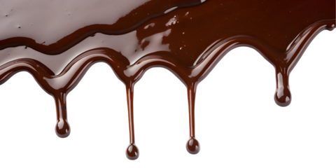 melted chocolate dripping on white background