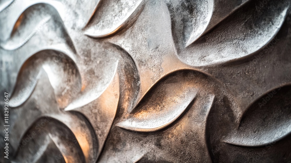 Aufkleber A macro image of a textured metallic surface, with harsh, dramatic lighting that emphasizes the intricate patterns and depth.