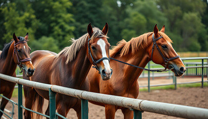 Racehorses in training, magazine photoshoot. isolated with white highlights