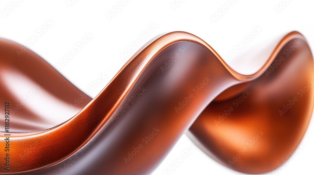 Poster A minimalist abstract metal sculpture with smooth, flowing curves in rust tones, emphasizing elegant simplicity and modern design.