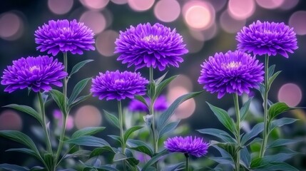 Obraz premium Purple Aster Flowers in Soft Bokeh Background