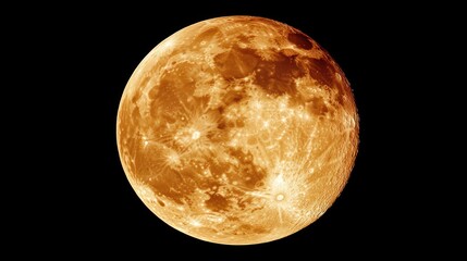 Obraz premium Full orange moon in dark night sky.